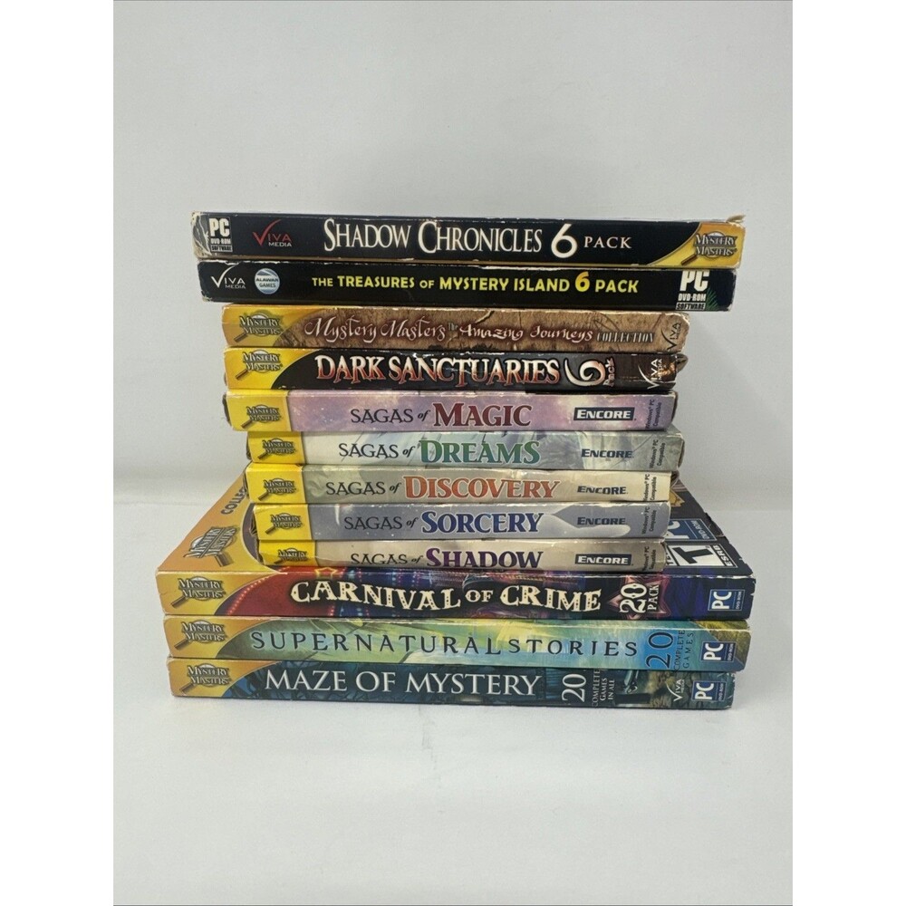 Mystery Masters HIDDEN OBJECT GAMES LOT OF 12 GAMES PC-DVD Casual Games Sagas Of